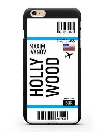 Чехол Авиабилет Голливуд с именем, фамилией силиконовый для iPhone 6 Plus