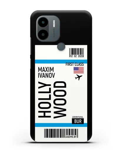 Чехол Авиабилет Голливуд с именем, фамилией силиконовый для Xiaomi Poco C51