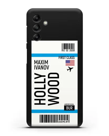 Чехол Авиабилет Голливуд с именем, фамилией силиконовый для Samsung Galaxy A04s [SM-A047]