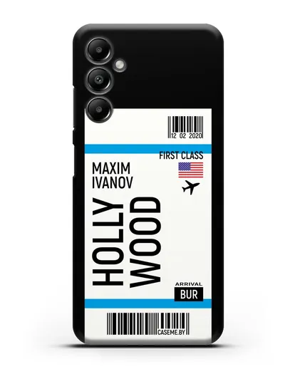 Чехол Авиабилет Голливуд с именем, фамилией силиконовый для Samsung Galaxy A05s [SM-A057]