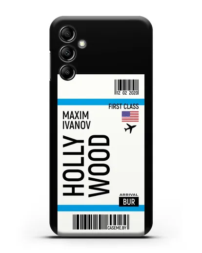Чехол Авиабилет Голливуд с именем, фамилией силиконовый для Samsung Galaxy A14 [SM-A145]