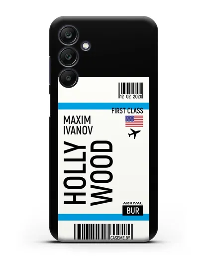 Чехол Авиабилет Голливуд с именем, фамилией силиконовый для Samsung Galaxy A25 [SM-A256]