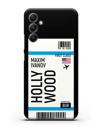Чехол Авиабилет Голливуд с именем, фамилией силиконовый для Samsung Galaxy A34 [SM-A346]