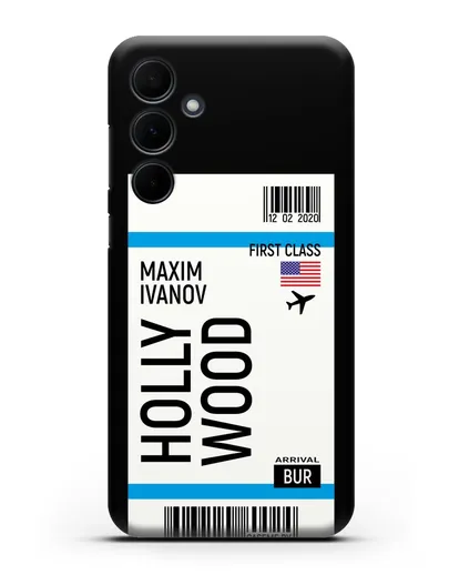 Чехол Авиабилет Голливуд с именем, фамилией силиконовый для Samsung Galaxy A35 [SM-A356]