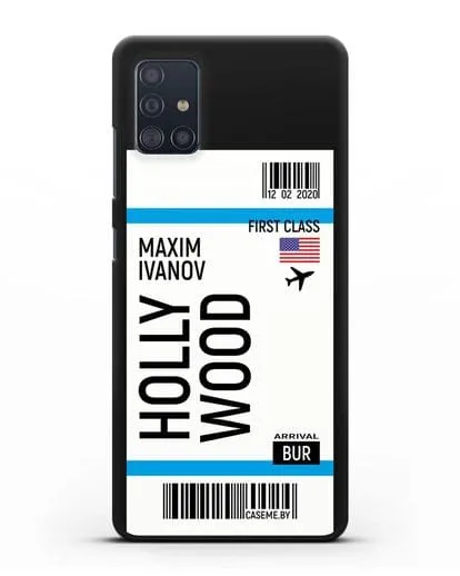 Чехол Авиабилет Голливуд с именем, фамилией силиконовый для Samsung Galaxy A51 [SM-A515F]