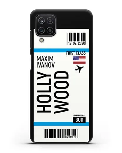 Чехол Авиабилет Голливуд с именем, фамилией силиконовый для Samsung Galaxy A12s [SM-A127F]