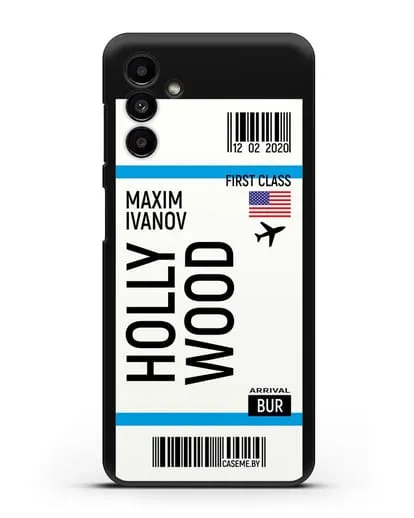Чехол Авиабилет Голливуд с именем, фамилией силиконовый для Samsung Galaxy A13 5G [SM-A136]