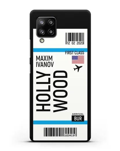 Чехол Авиабилет Голливуд с именем, фамилией силиконовый для Samsung Galaxy A42 [SM-A426B]