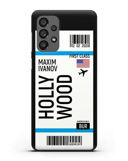 Чехол Авиабилет Голливуд с именем, фамилией силиконовый для Samsung Galaxy A73 5G [SM-A736B]