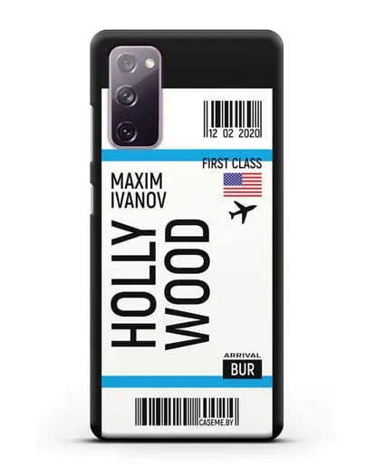 Чехол Авиабилет Голливуд с именем, фамилией силиконовый для Samsung Galaxy S20 FE [SM-G780F]