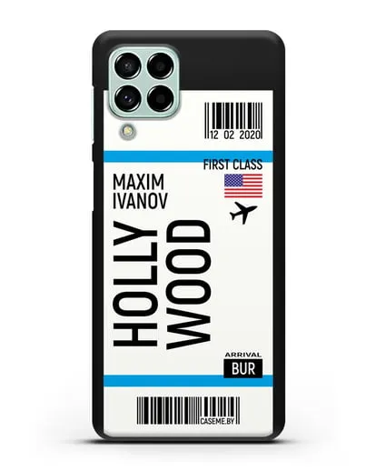 Чехол Авиабилет Голливуд с именем, фамилией силиконовый для Samsung Galaxy M33 [SM-M336]