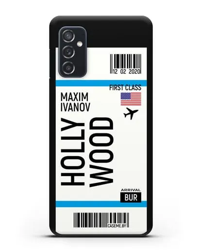 Чехол Авиабилет Голливуд с именем, фамилией силиконовый для Samsung Galaxy M52 [M526B]