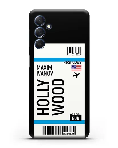 Чехол Авиабилет Голливуд с именем, фамилией силиконовый для Samsung Galaxy M54 [SM-M546]
