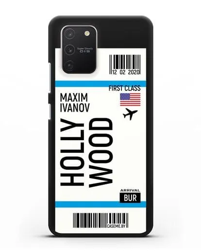 Чехол Авиабилет Голливуд с именем, фамилией силиконовый для Samsung Galaxy S10 lite [SM-G770F]