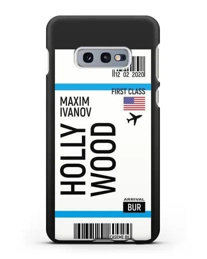 Чехол Авиабилет Голливуд с именем, фамилией силиконовый для Samsung Galaxy S10e [SM-G970F]