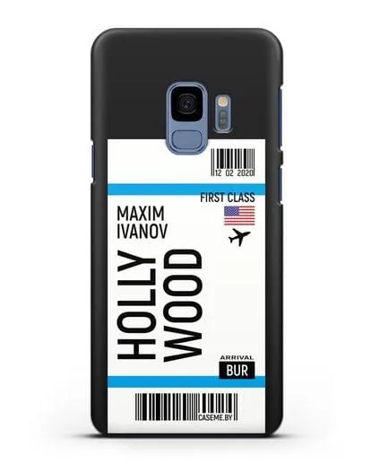 Чехол Авиабилет Голливуд с именем, фамилией силиконовый для Samsung Galaxy S9 [SM-G960F]