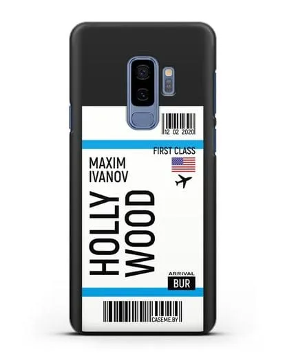 Чехол Авиабилет Голливуд с именем, фамилией силиконовый для Samsung Galaxy S9 Plus [SM-G965F]