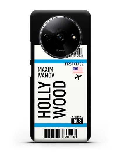 Чехол Авиабилет Голливуд с именем, фамилией силиконовый для Xiaomi Redmi A3