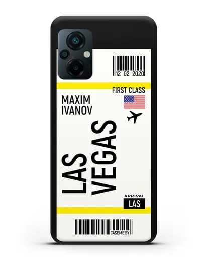 Чехол Авиабилет Лас-Вегас с именем, фамилией силиконовый для Xiaomi Poco M5