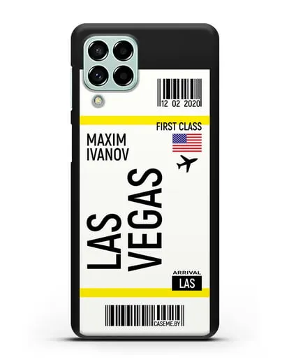 Чехол Авиабилет Лас-Вегас с именем, фамилией силиконовый для Samsung Galaxy M53 [SM-M536]