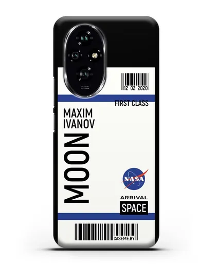 Чехол Космический билет на Луну NASA с именем фамилией силиконовый для Honor 200