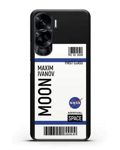 Чехол Космический билет на Луну NASA с именем фамилией силиконовый для Honor 90 Lite