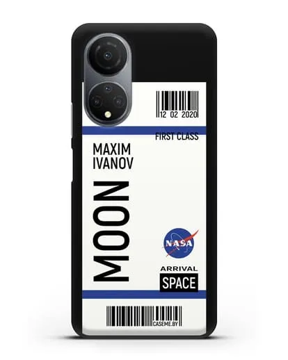 Чехол Космический билет на Луну NASA с именем фамилией силиконовый для Honor X7