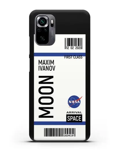Чехол Космический билет на Луну NASA с именем фамилией силиконовый для Xiaomi Poco M5s