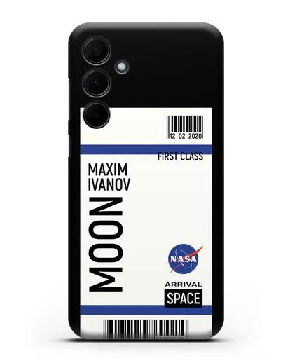 Чехол Космический билет на Луну NASA с именем фамилией силиконовый для Samsung Galaxy A55 [SM-A556]