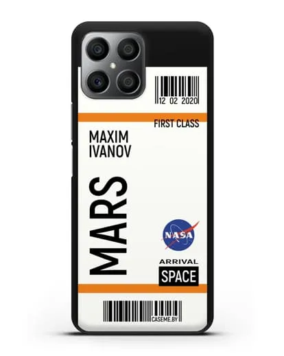 Чехол Космический билет на Марс NASA с именем фамилией силиконовый для Honor X8