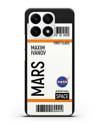 Чехол Космический билет на Марс NASA с именем фамилией силиконовый для Honor X8a