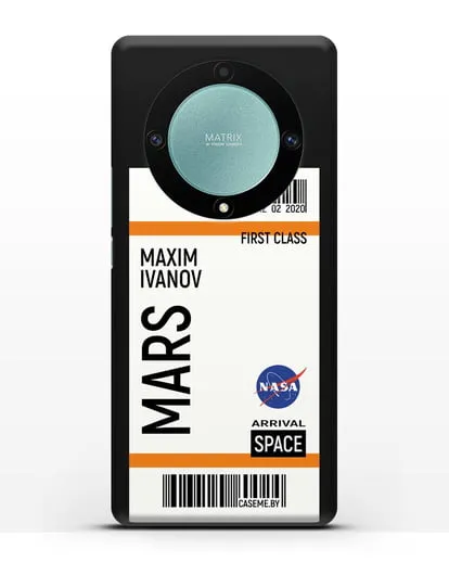 Чехол Космический билет на Марс NASA с именем фамилией силиконовый для Honor X9a