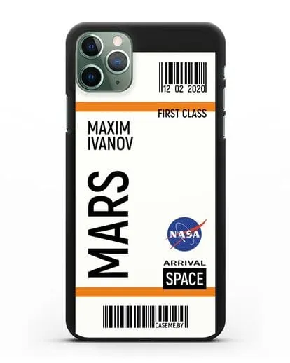 Чехол Космический билет на Марс NASA с именем фамилией силиконовый для iPhone 11 Pro