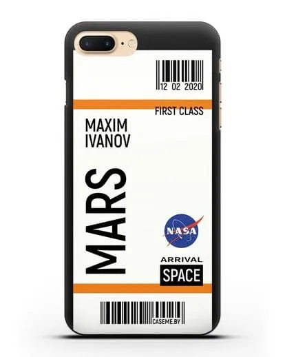 Чехол Космический билет на Марс NASA с именем фамилией силиконовый для iPhone 7 Plus