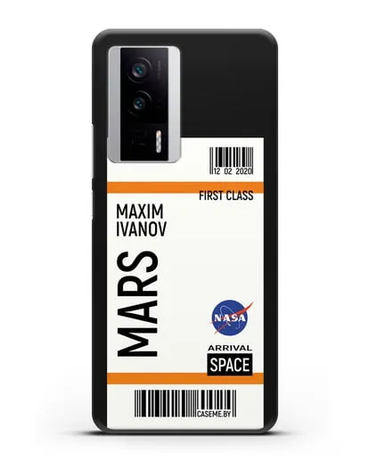 Чехол Космический билет на Марс NASA с именем фамилией силиконовый для Xiaomi Poco F5 Pro