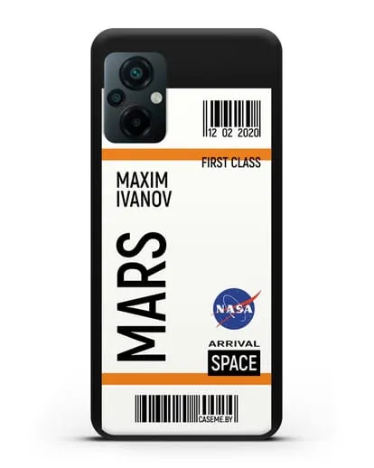 Чехол Космический билет на Марс NASA с именем фамилией силиконовый для Xiaomi Poco M5