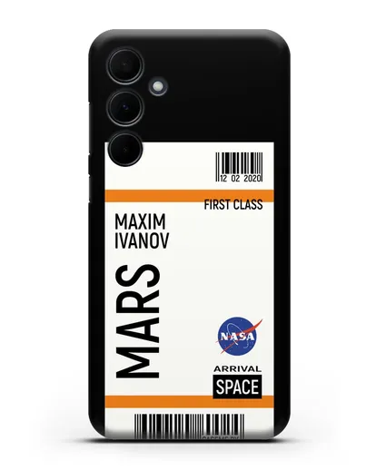 Чехол Космический билет на Марс NASA с именем фамилией силиконовый для Samsung Galaxy A55 [SM-A556]