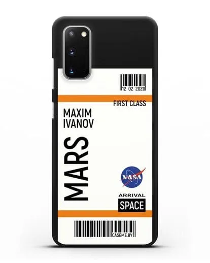 Чехол Космический билет на Марс NASA с именем фамилией силиконовый для Samsung Galaxy S20 [SM-G980F]