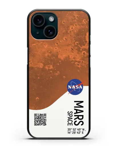 Чехол Марс с координатами силиконовый для iPhone 15