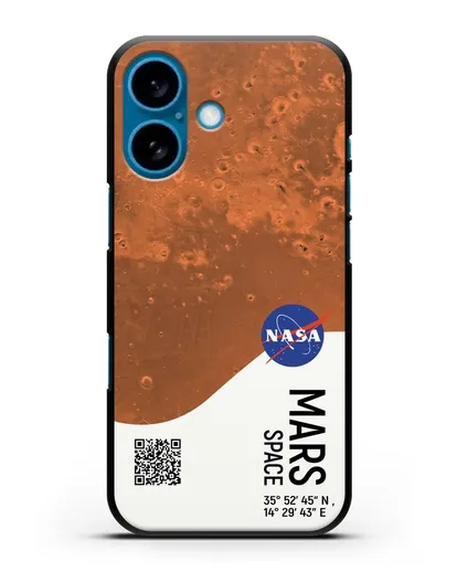 Чехол Марс с координатами силиконовый для iPhone 16