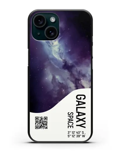 Чехол Галактика с координатами силиконовый для iPhone 15