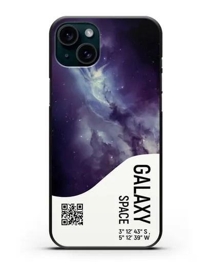 Чехол Галактика с координатами силиконовый для iPhone 15 Plus