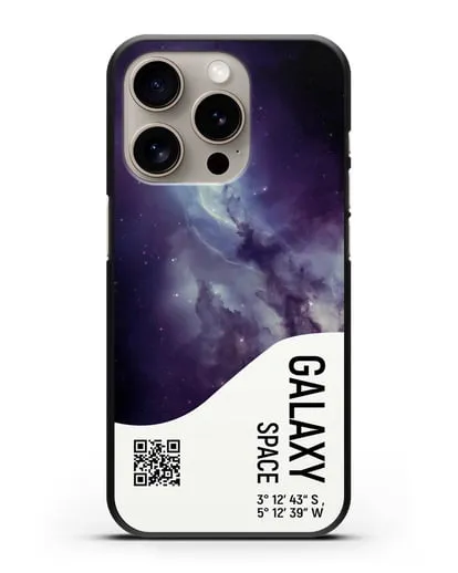 Чехол Галактика с координатами силиконовый для iPhone 15 Pro