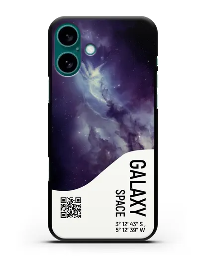 Чехол Галактика с координатами силиконовый для iPhone 16 Plus