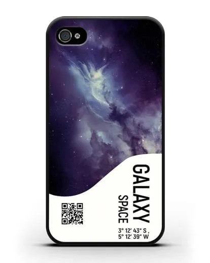 Чехол Галактика с координатами силиконовый для iPhone 4/4s