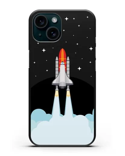 Чехол с иллюстрацией Спейс Шаттл силиконовый для iPhone 15
