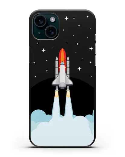 Чехол с иллюстрацией Спейс Шаттл силиконовый для iPhone 15 Plus