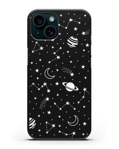 Чехол с иллюстрацией Планеты силиконовый для iPhone 15