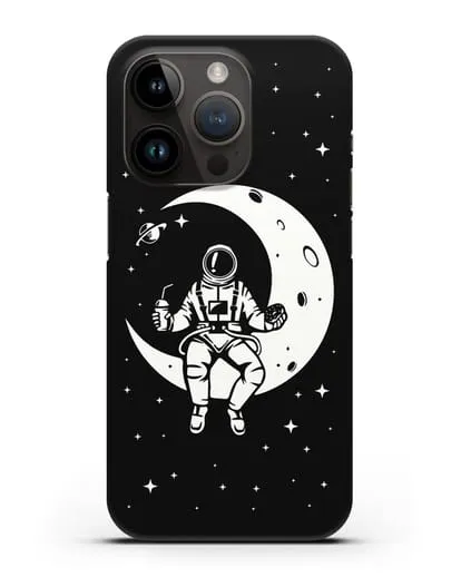 Чехол Космонавт на луне силиконовый для iPhone 14 Pro