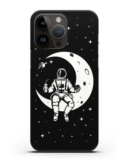 Чехол Космонавт на луне силиконовый для iPhone 14 Pro Max